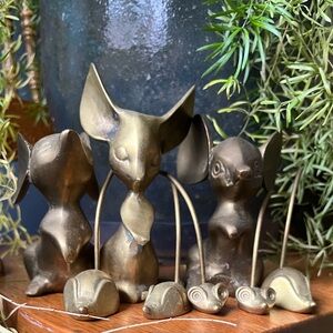 Vintage Brass Mouse Paper Weights, Note/Ring/Receipt Holders